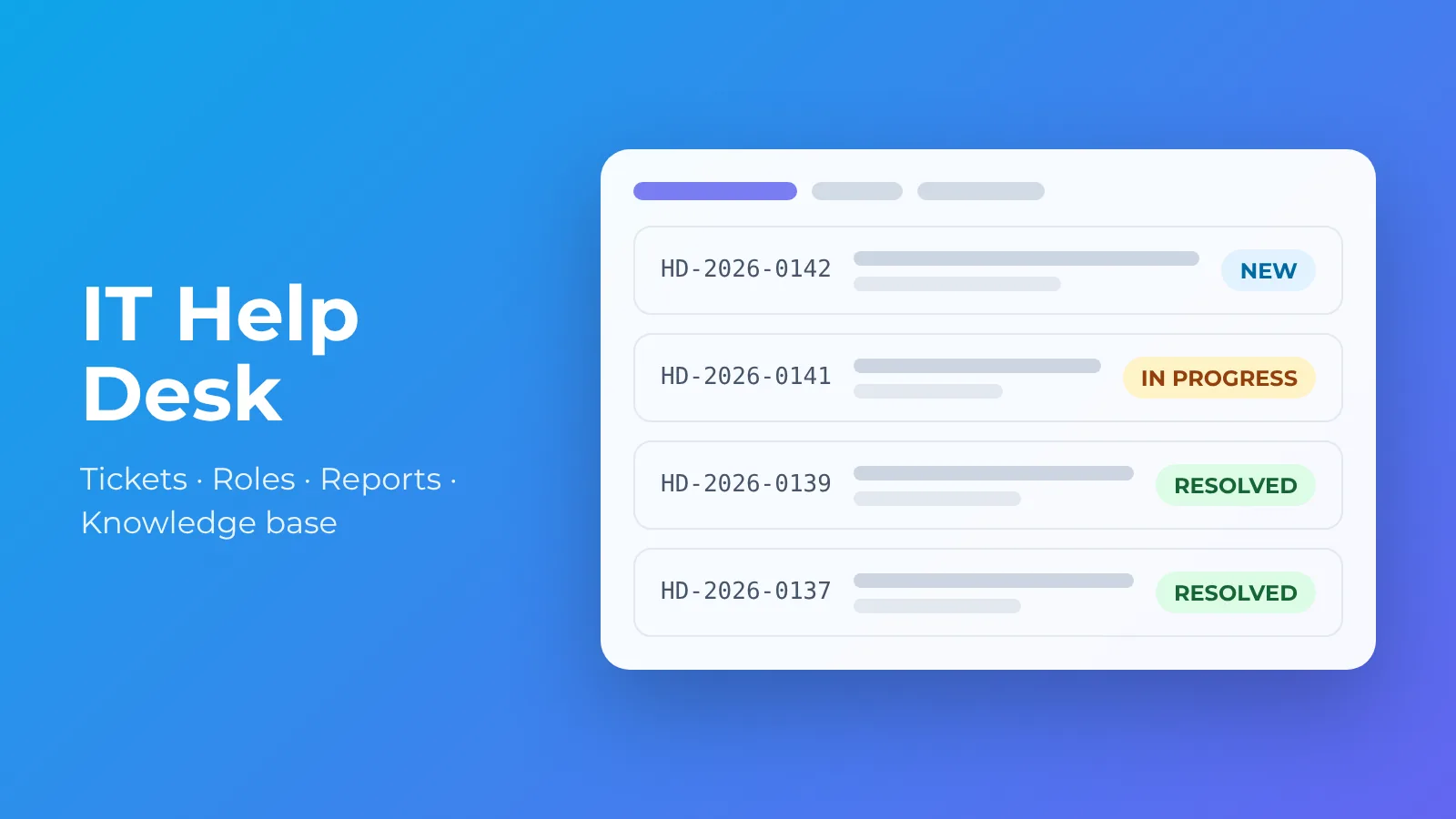 Обложка IT Help Desk: список заявок со статусами
